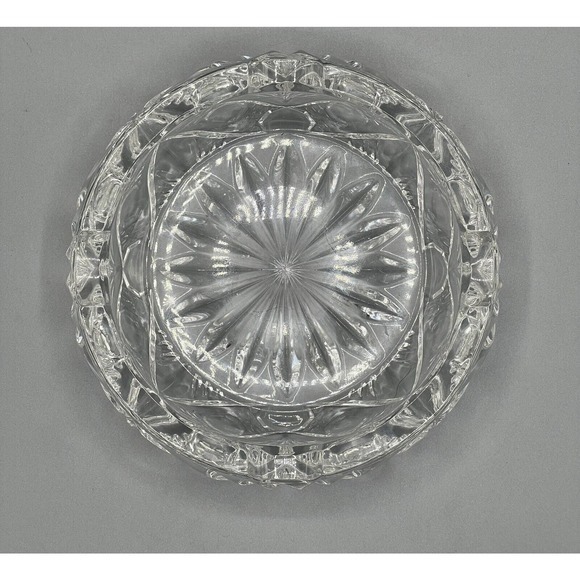 Vintage Genuine Hand Cut Heavy‎ Crystal Clear Cut Glass Cigar Ashtray European - Picture 3 of 4
